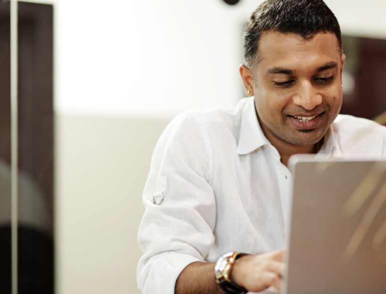 Man looking into code