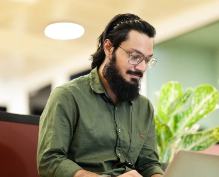man working on a laptop