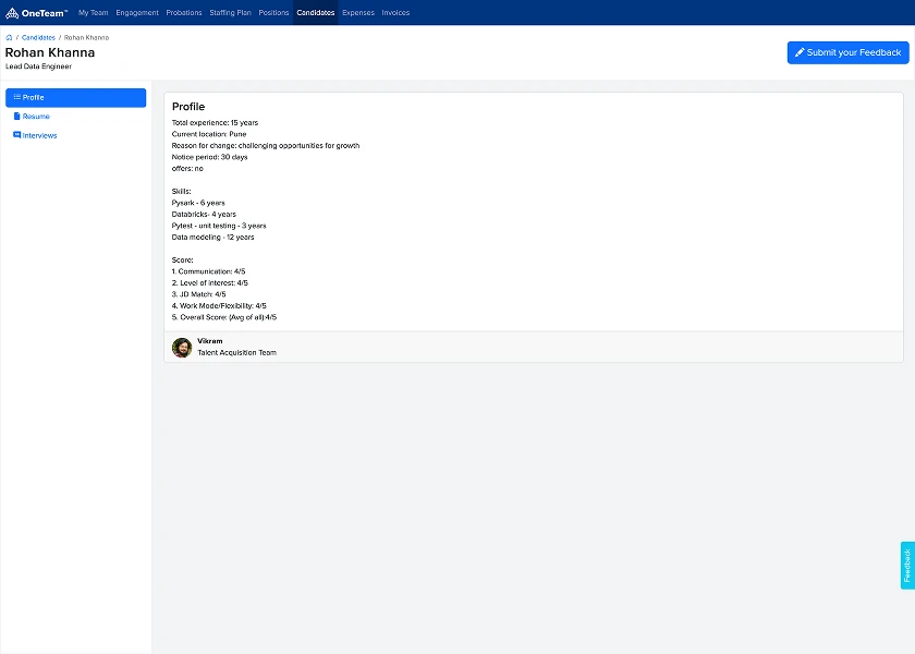 Explore candidate profiles