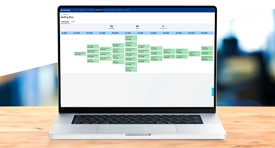 staffing plan timeline displayed on a laptop