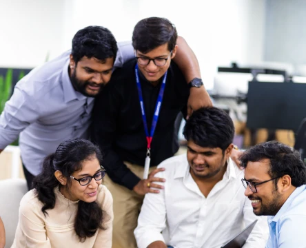 Group of colleagues working together in an office