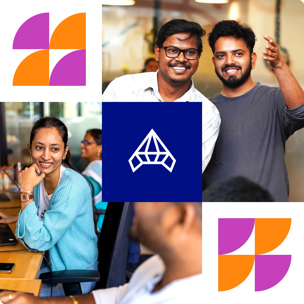 Smiling team collaborating in an office